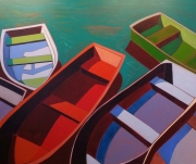 Abstract Boats with Turquoise Water