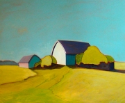 Barn with Hay Stacks