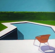 Pool with One Orange Chair