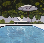 Chaise with White Umbrella