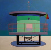 Lifguard Station with Green and Red Flag